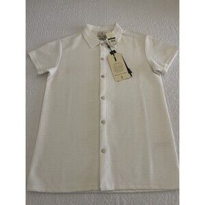 Scott James Sz Small Men's Polo Shirt Silver-Tone Metallic Snap Button White NEW